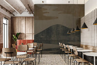Charcoal and Ochre Wabi-Sabi Landscape Wall Mural