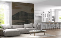 Charcoal and Ochre Wabi-Sabi Landscape Wall Mural