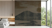 Charcoal and Ochre Wabi-Sabi Landscape Wall Mural