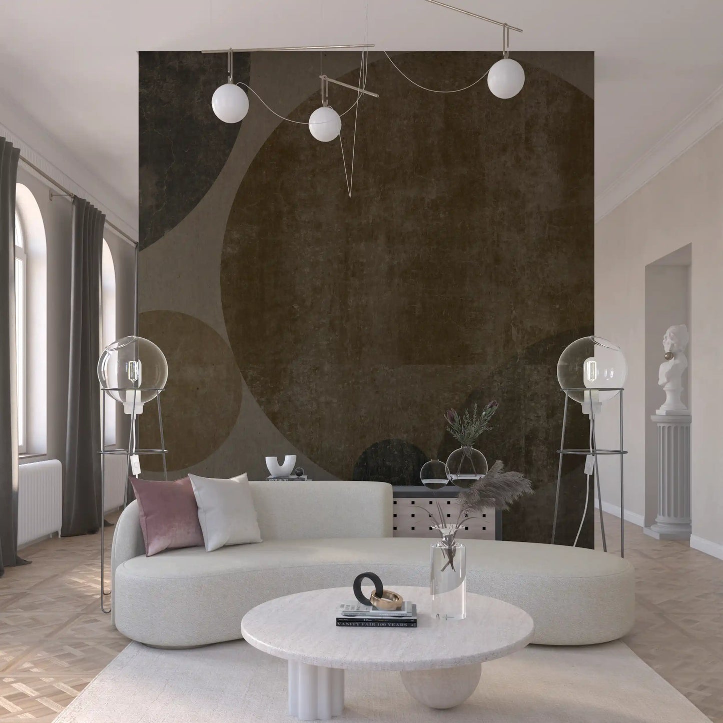 Industrial Concrete Spheres Geometric Wallpaper Wall Mural