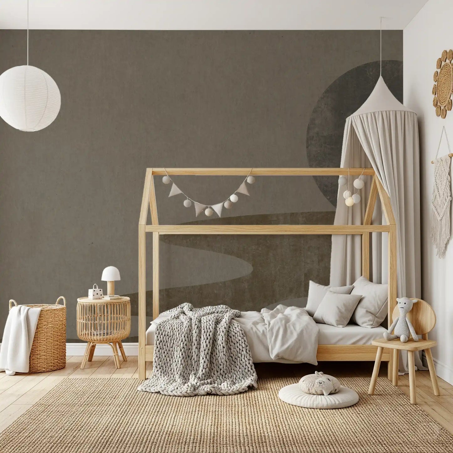 Zen Dusk: Minimalist Wabi-Sabi Landscape Wall Mural