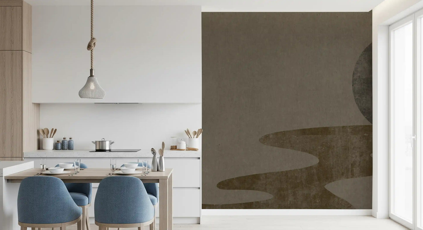 Zen Dusk: Minimalist Wabi-Sabi Landscape Wall Mural