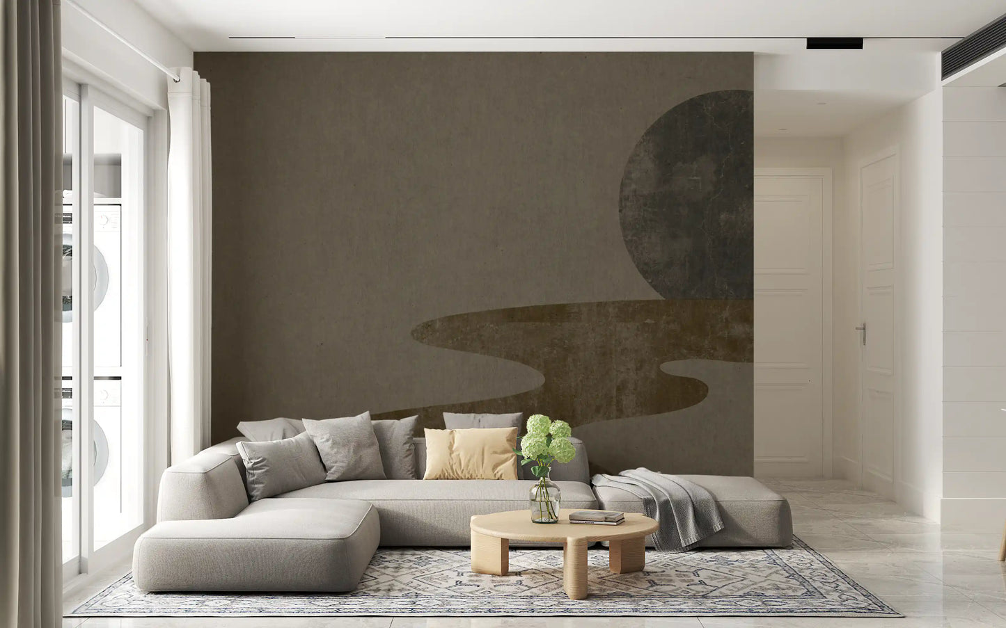 Zen Dusk: Minimalist Wabi-Sabi Landscape Wall Mural