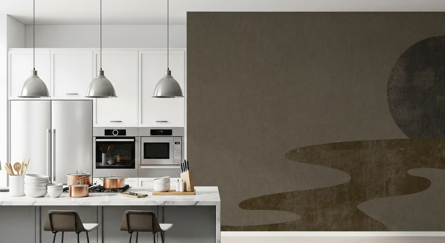 Zen Dusk: Minimalist Wabi-Sabi Landscape Wall Mural