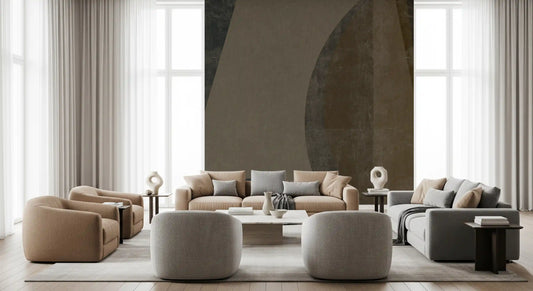 Mid-Century Textured Arcs Wall Mural Wall Mural