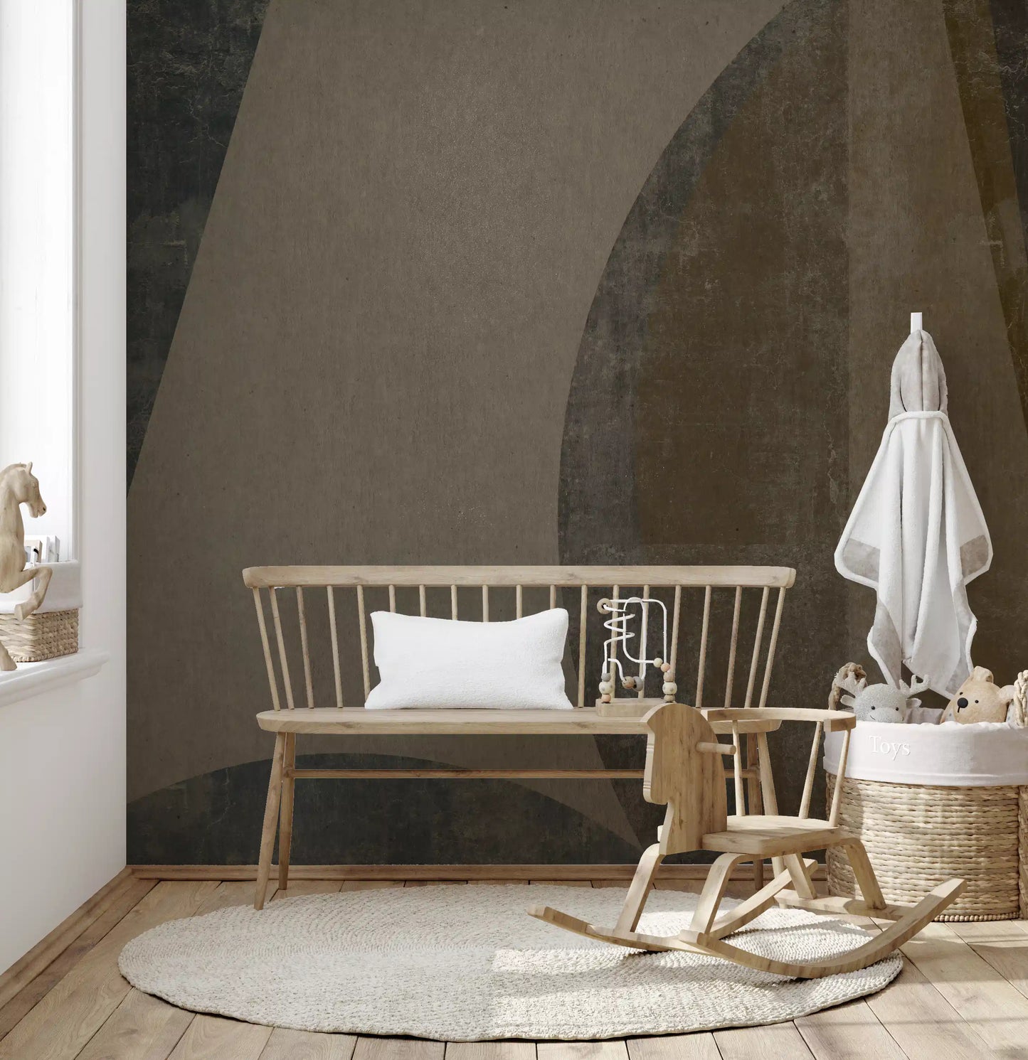 Mid-Century Textured Arcs Wall Mural Wall Mural