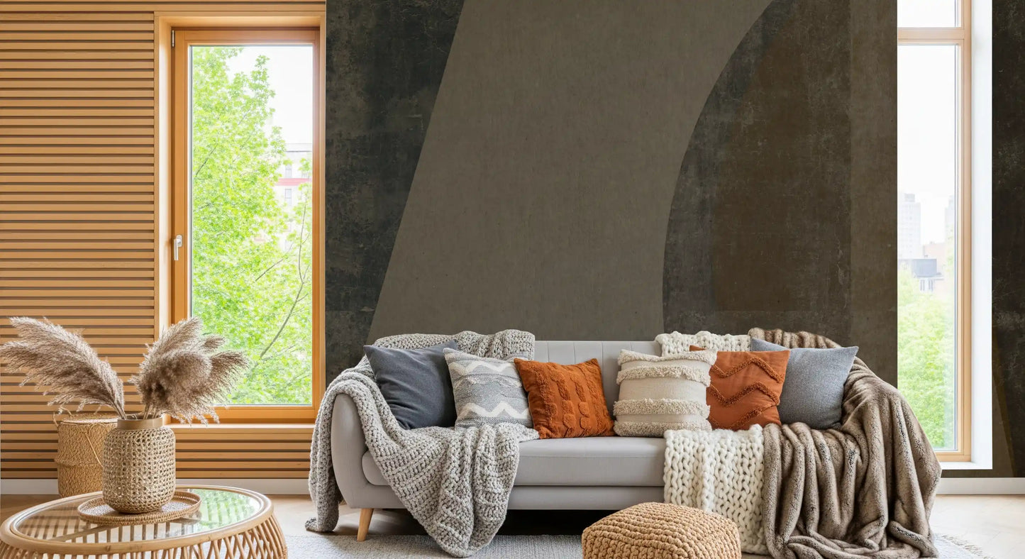 Mid-Century Textured Arcs Wall Mural Wall Mural