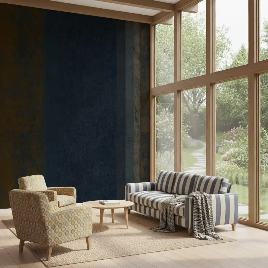 Moody Earth & Iron Textured Vertical Stripes Wall Mural