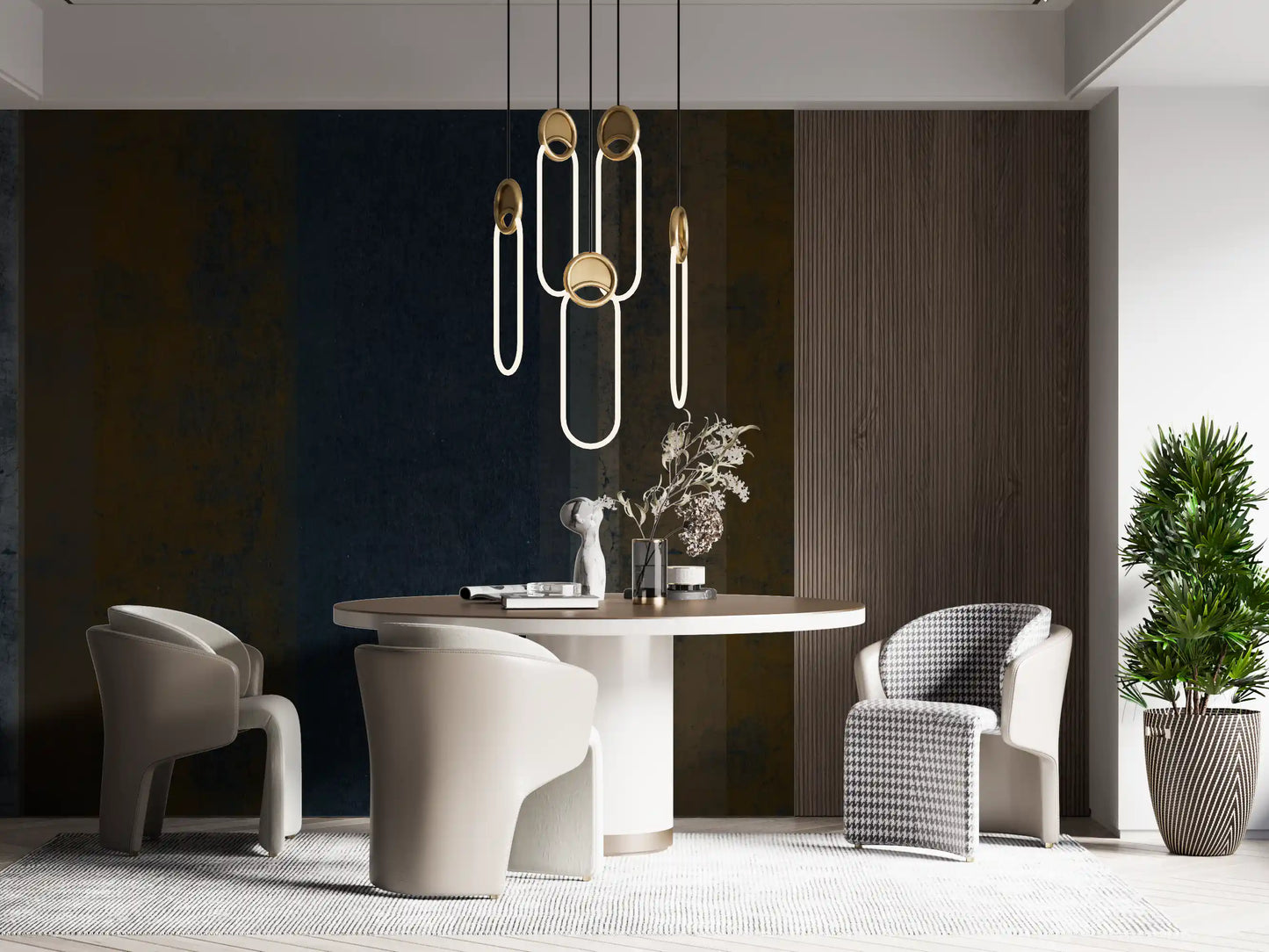 Moody Earth & Iron Textured Vertical Stripes Wall Mural