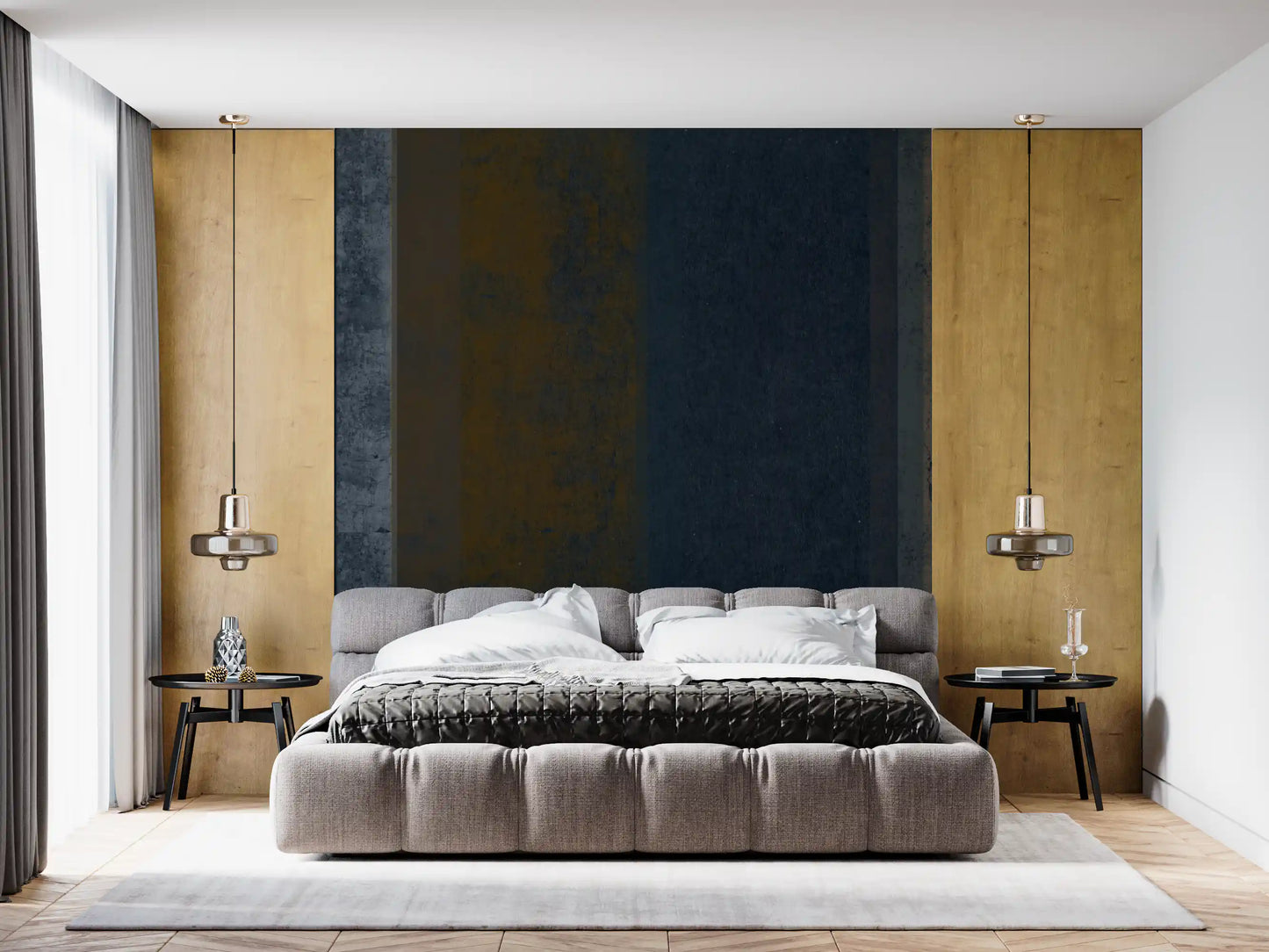 Moody Earth & Iron Textured Vertical Stripes Wall Mural
