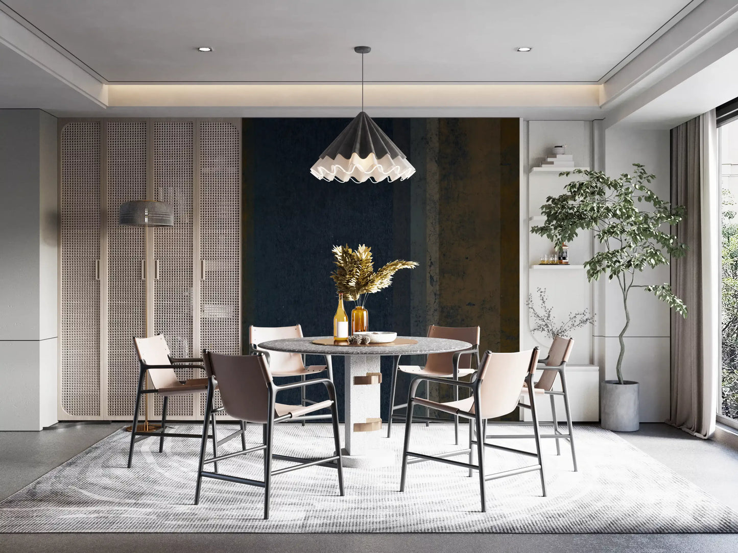 Moody Earth & Iron Textured Vertical Stripes Wall Mural