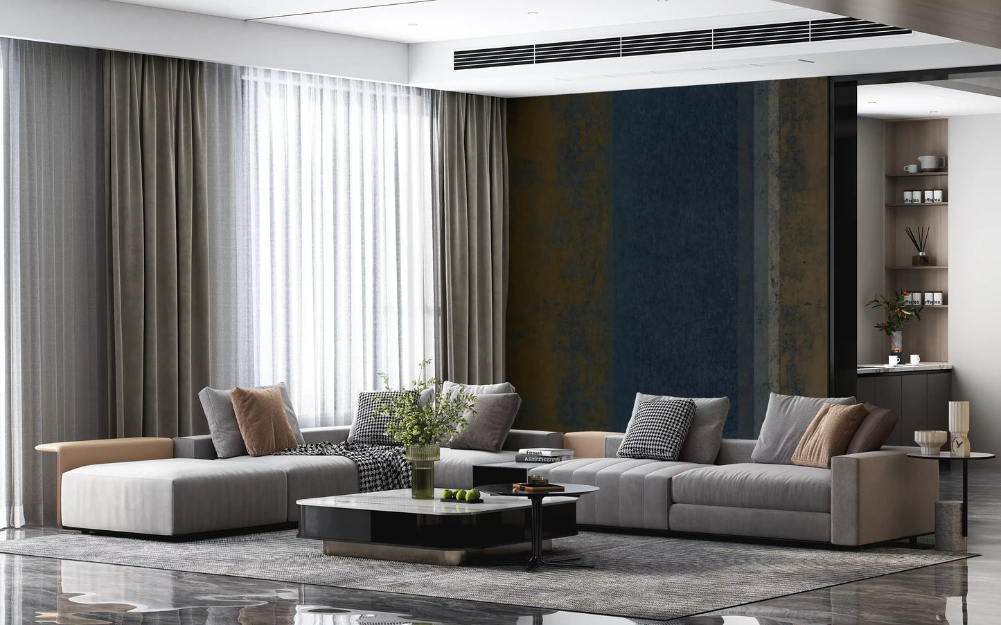 Moody Earth & Iron Textured Vertical Stripes Wall Mural