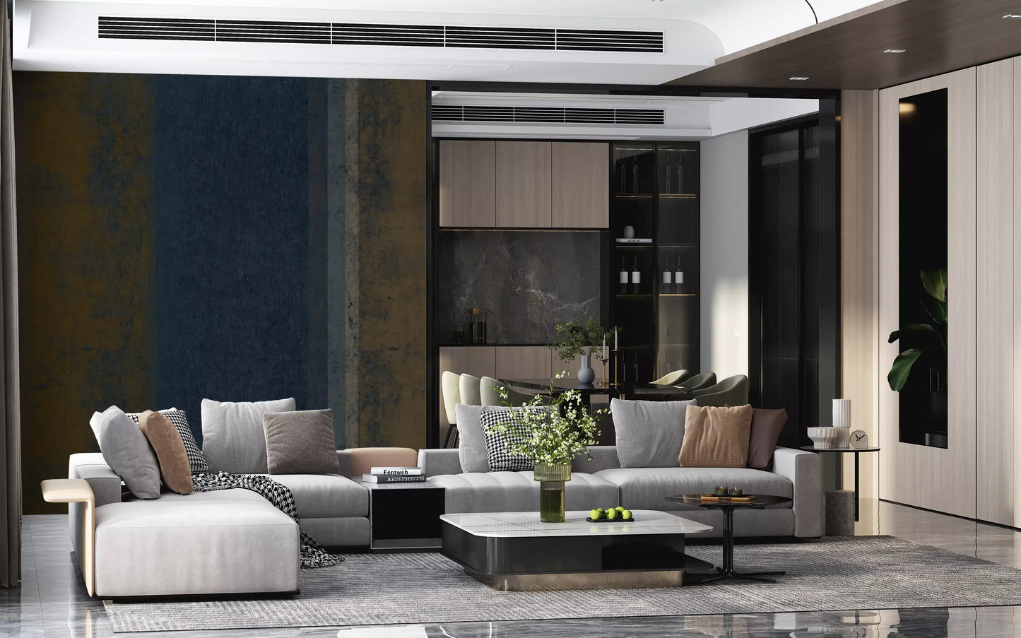 Moody Earth & Iron Textured Vertical Stripes Wall Mural