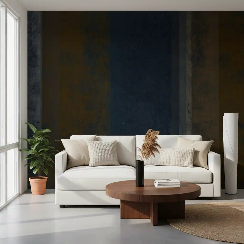 Moody Earth & Iron Textured Vertical Stripes Wall Mural