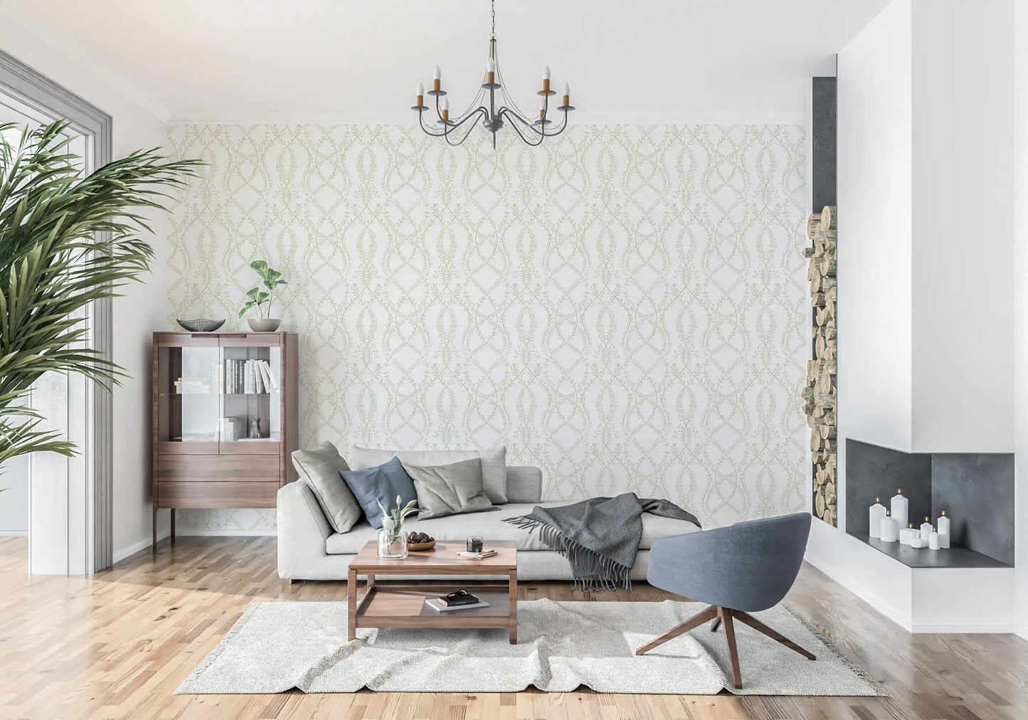 Sage Green Intertwined Botanical Vines Wallpaper Wallpaper⁠