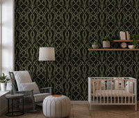 Midnight Ivy Interlaced Vine Botanical Pattern Wallpaper⁠