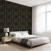 Midnight Ivy Interlaced Vine Botanical Pattern Wallpaper⁠