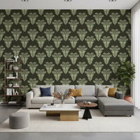 Vintage Art Deco Palmen-Damast-Tapete