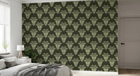 Vintage Art Deco Palmen-Damast-Tapete
