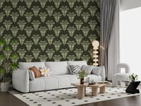 Vintage Art Deco Palmen-Damast-Tapete