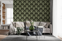 Vintage Art Deco Palmen-Damast-Tapete