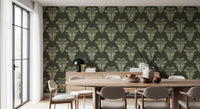 Vintage Art Deco Palmen-Damast-Tapete