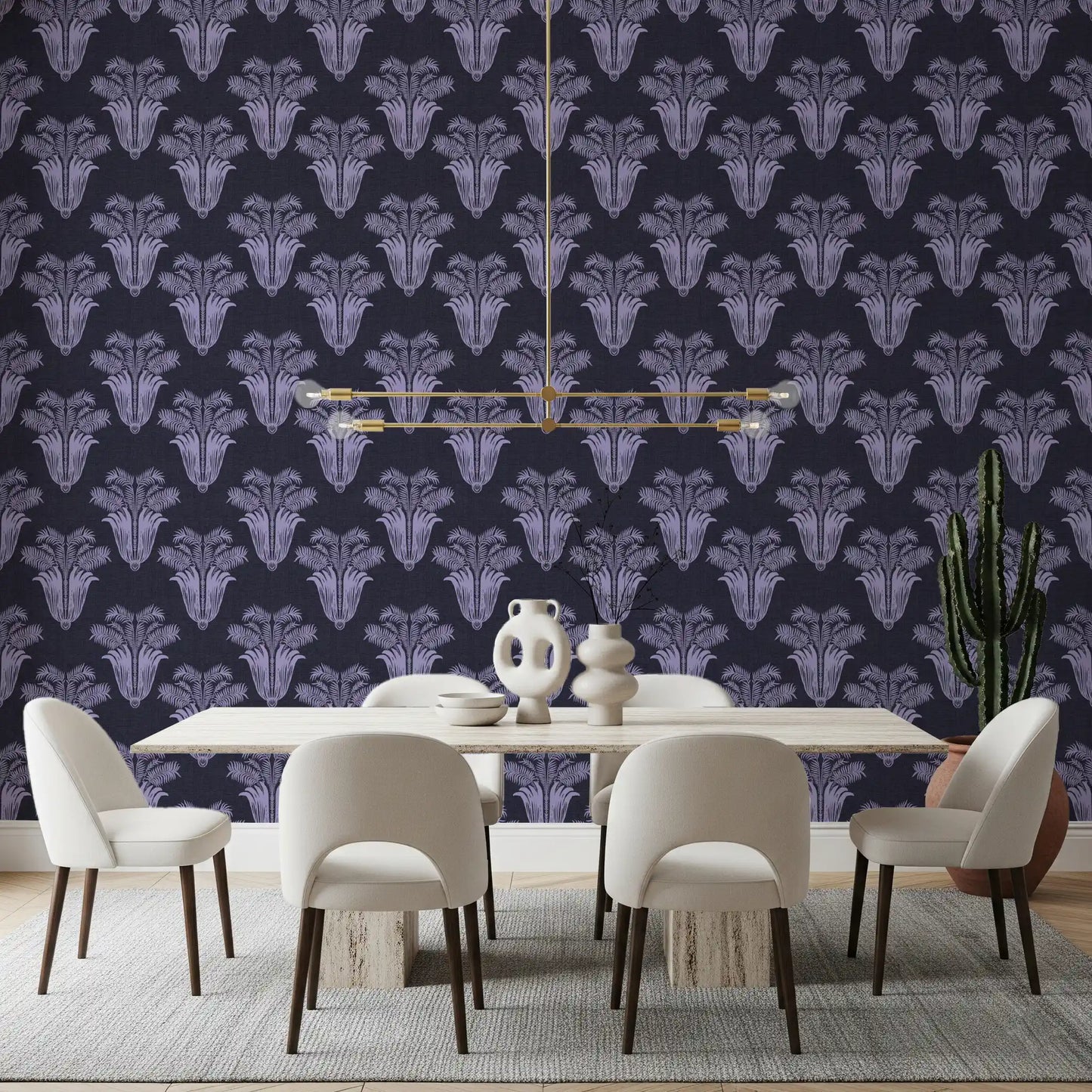 Moody Midnight Violet Botanical Wallpaper Wallpaper⁠