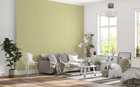 Soft Sage and Blush Pink Botanical Ogee Wallpaper Wallpaper⁠