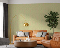 Soft Sage and Blush Pink Botanical Ogee Wallpaper Wallpaper⁠
