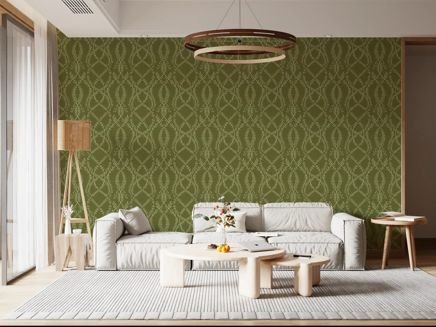 Sage Laurel Trellis Botanical Wallpaper Wallpaper⁠