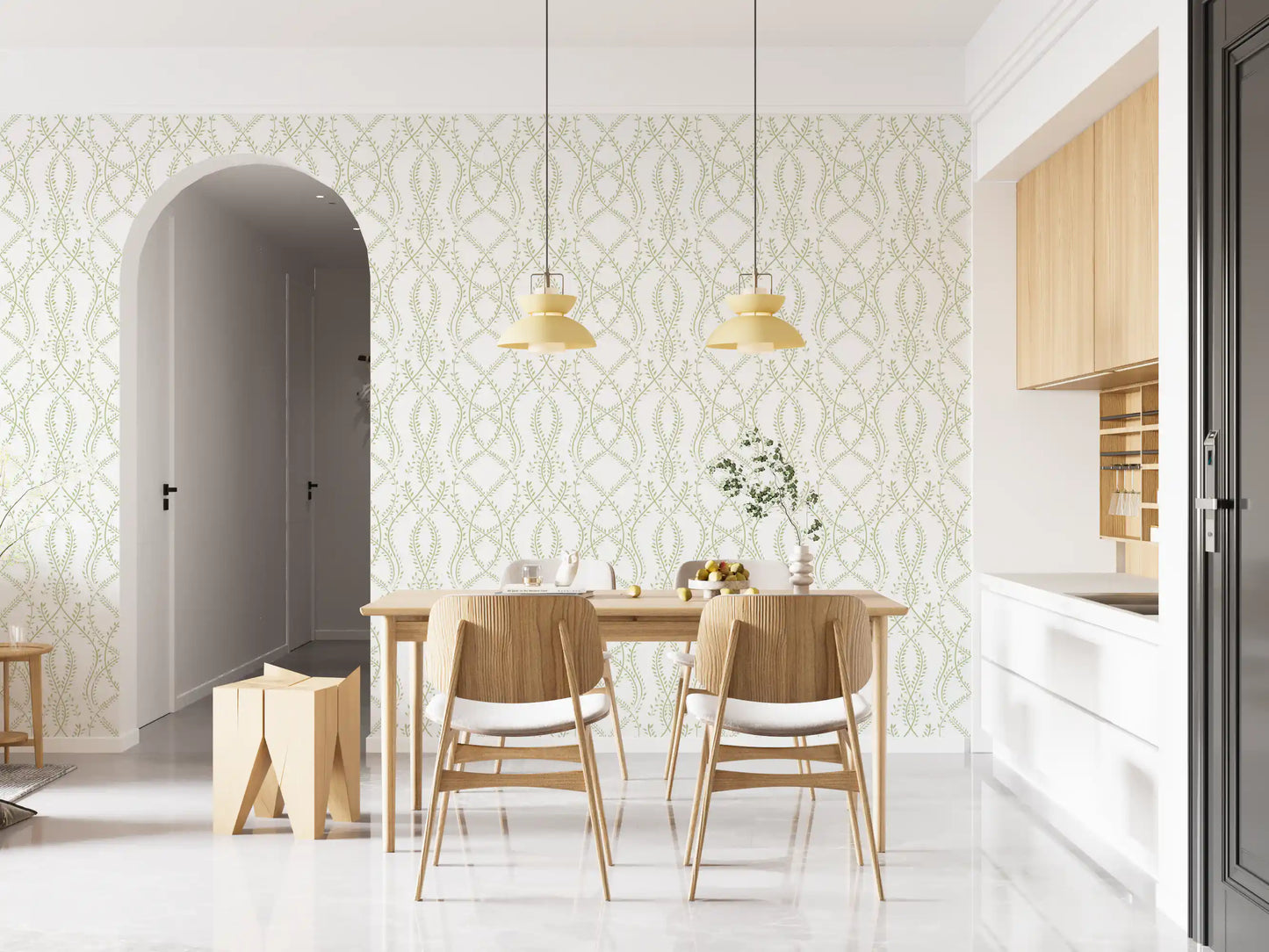 Sage Green Botanical Vine Trellis Wallpaper Wallpaper⁠