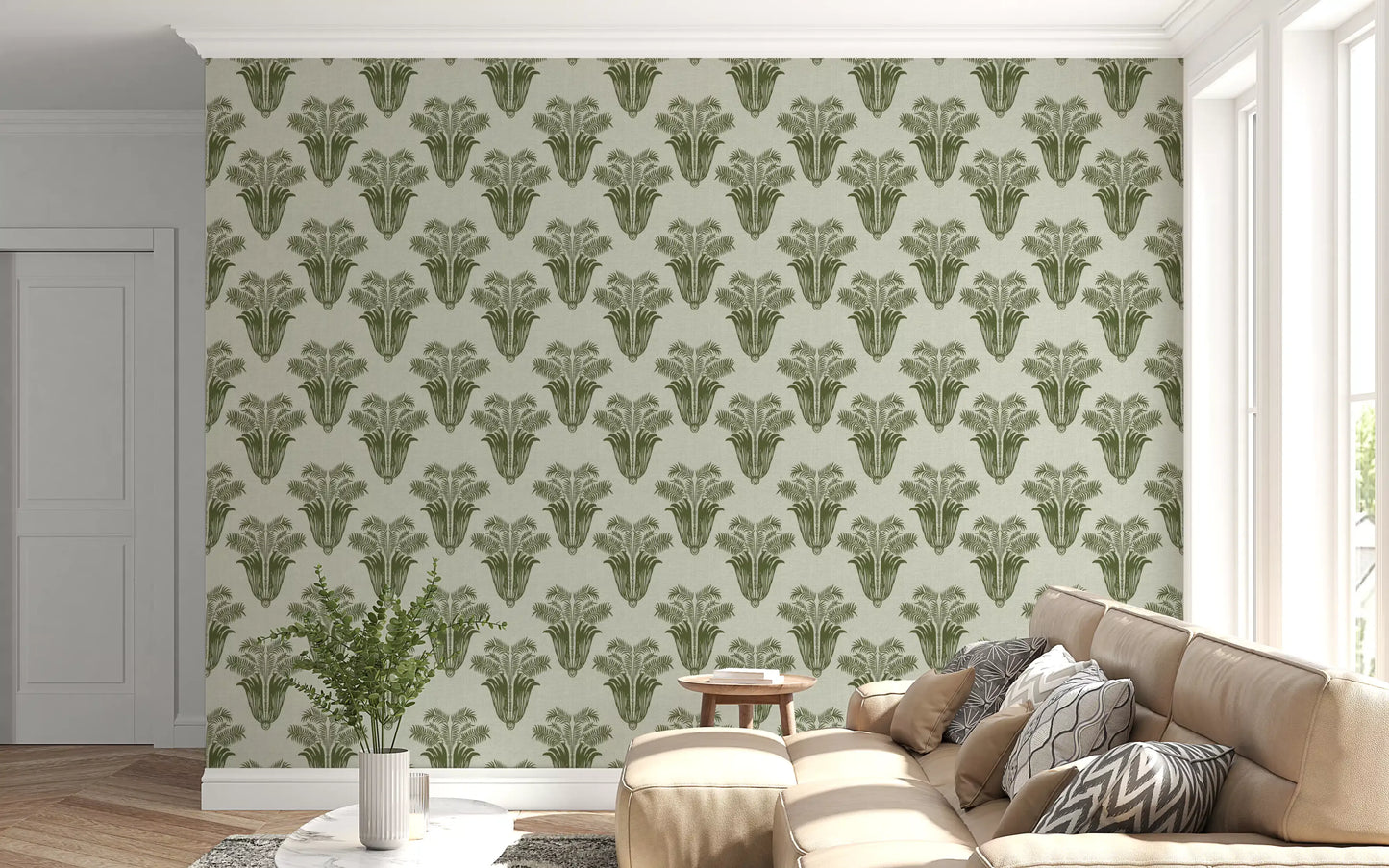 Mediterranean Sage Palm Leaf Wallpaper Wallpaper⁠