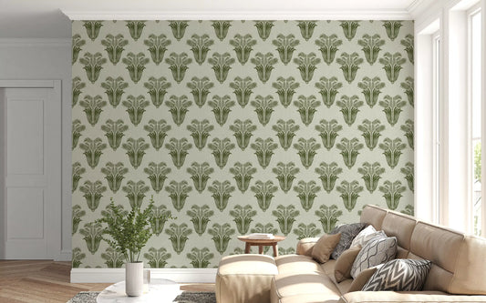Mediterranean Sage Palm Leaf Wallpaper Wallpaper⁠