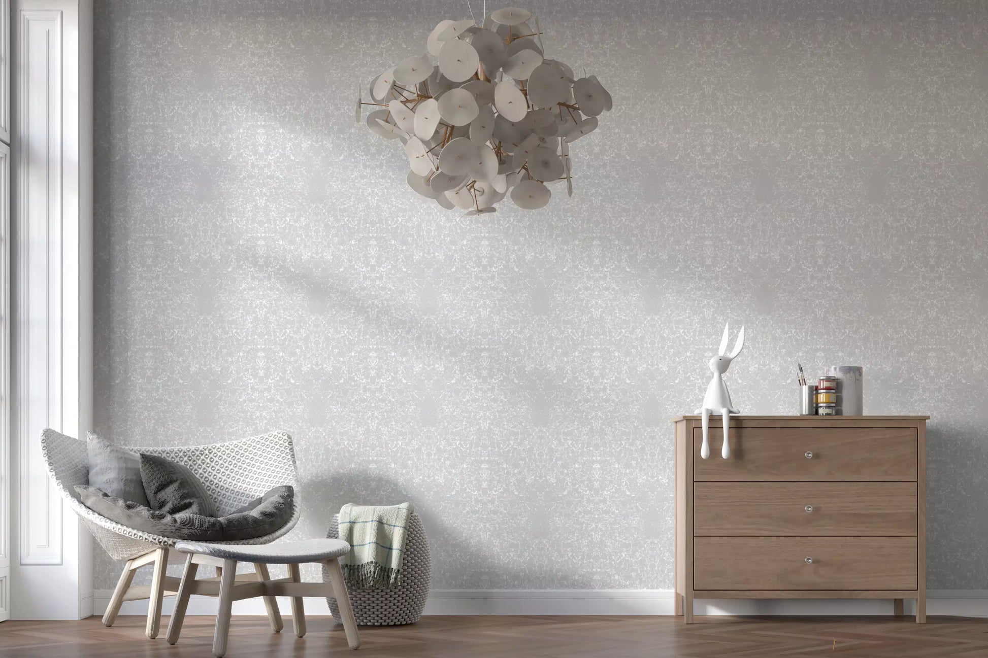 Soft Alabaster Plaster Textured wallpaper in pale cream and greige, GD10865
