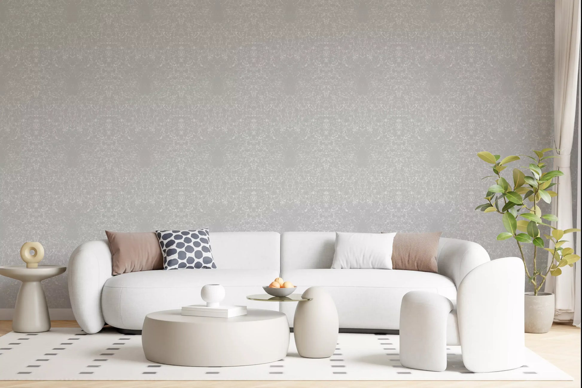 Faint alabaster pattern wrapping a quiet lounge wallpaper, GD10865