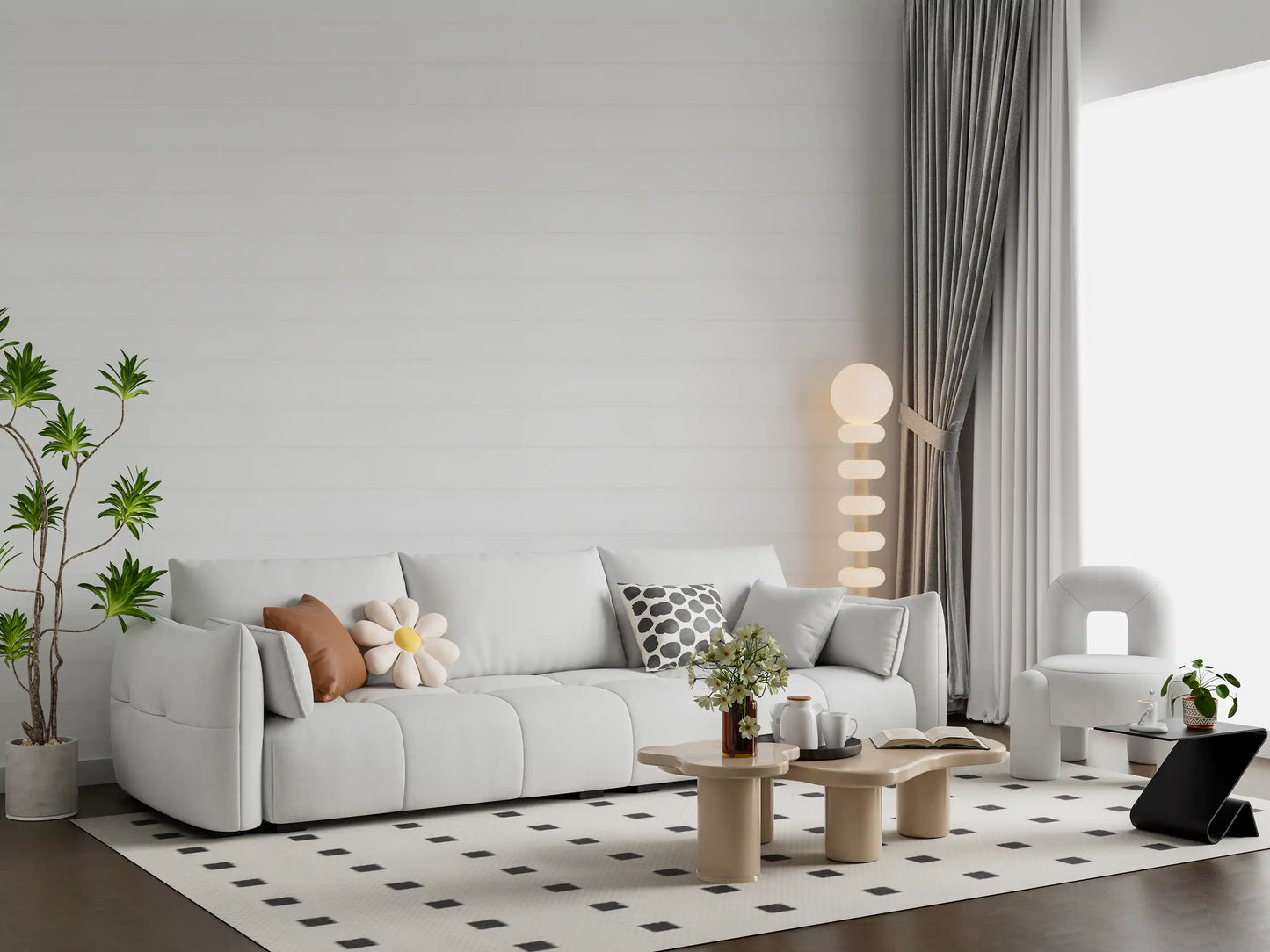 An entryway feels tidy behind pale plaid wallpaper GD10867
