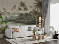 Chinoiserie tropisk vådområde vægmaleri