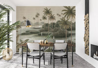 Chinoiserie tropisk vådområde vægmaleri
