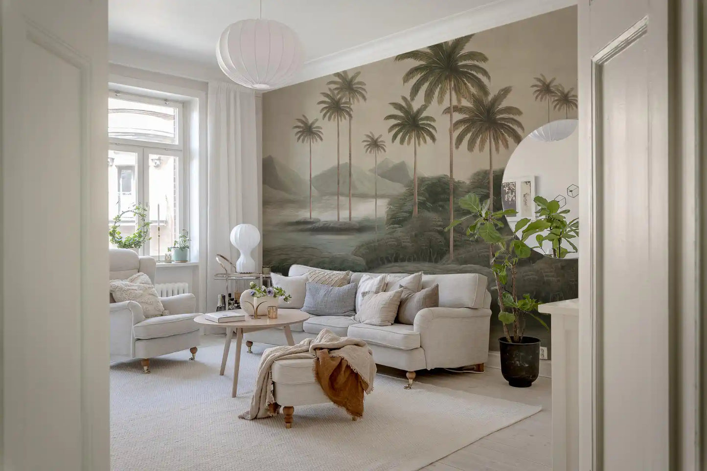 Chinoiserie tropisk vådområde vægmaleri