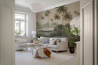 Chinoiserie tropisk vådområde vægmaleri