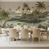 Chinoiserie tropisk vådområde vægmaleri