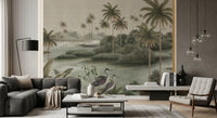 Chinoiserie tropisk vådområde vægmaleri