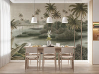 Chinoiserie tropisk vådområde vægmaleri