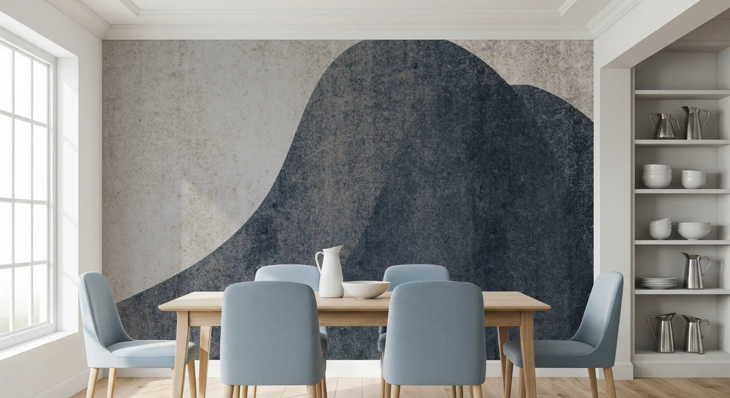 Wandbild mit abstrakten Wellen in Schiefer- und Steinstruktur