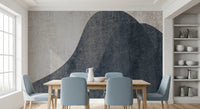 Wandbild mit abstrakten Wellen in Schiefer- und Steinstruktur
