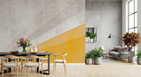 Moderne ockerfarbene und strukturierte graue geometrische Wandtapete