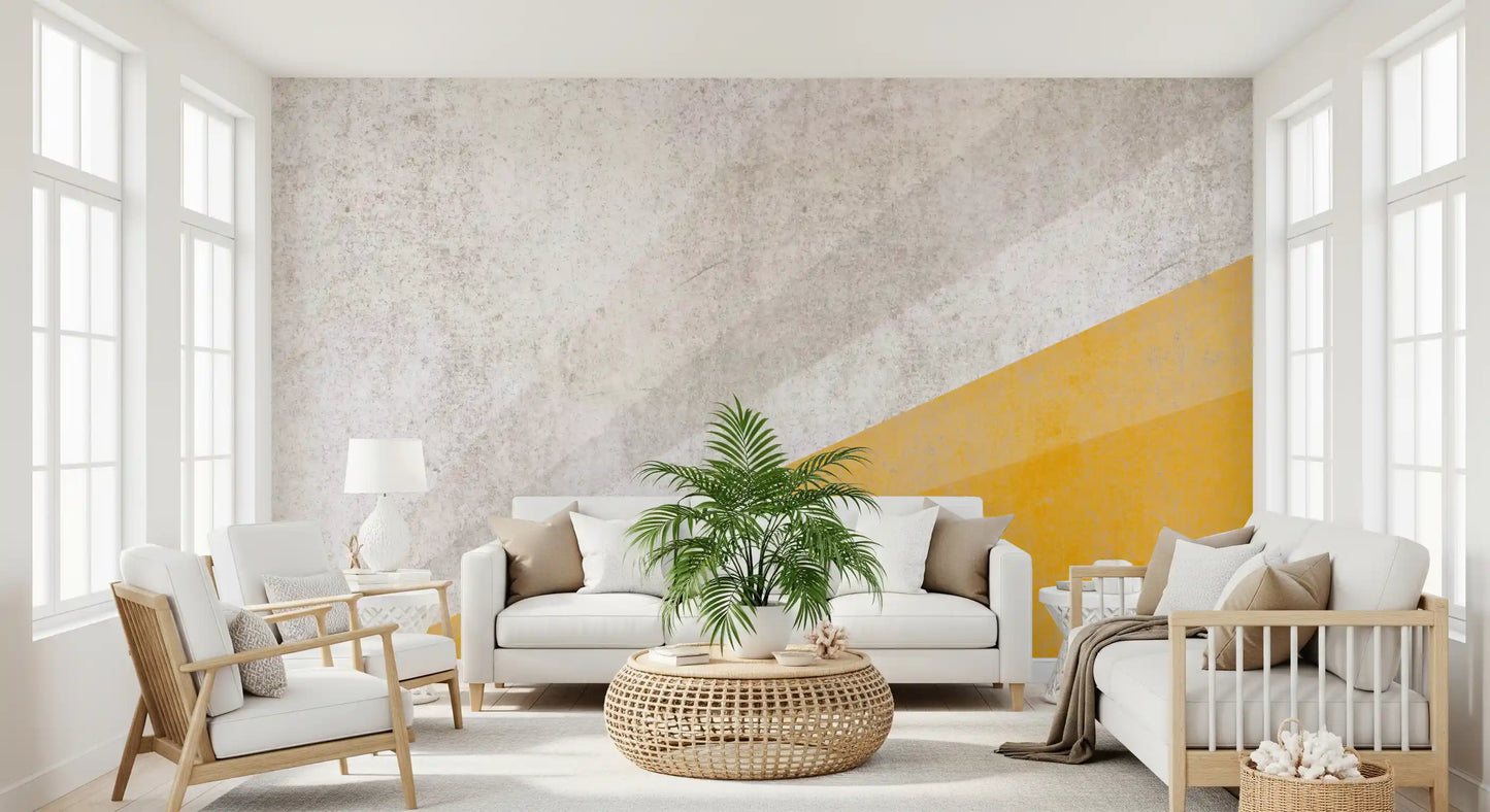 Moderne ockerfarbene und strukturierte graue geometrische Wandtapete