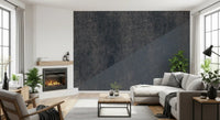 Wandbild mit diagonalen Streifen in Kohle und Stahlblau