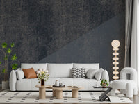 Wandbild mit diagonalen Streifen in Kohle und Stahlblau