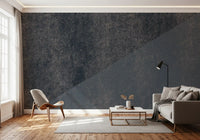 Wandbild mit diagonalen Streifen in Kohle und Stahlblau